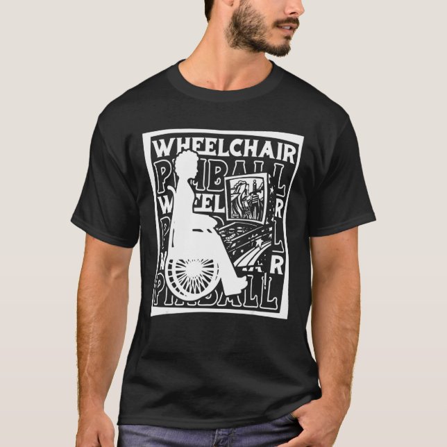 Pinball Wheelstol - Arcade Game Maskin Retro Pin T Shirt (Framsida)
