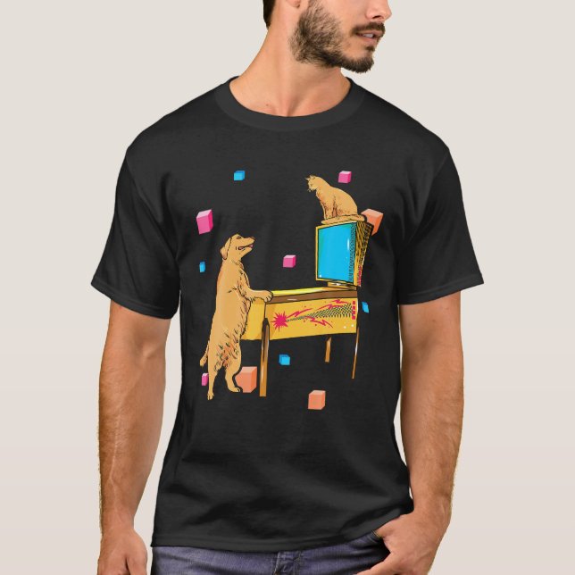 Pinball Wizard Hund Cat Spela upp Pinball Maskin S T Shirt (Framsida)