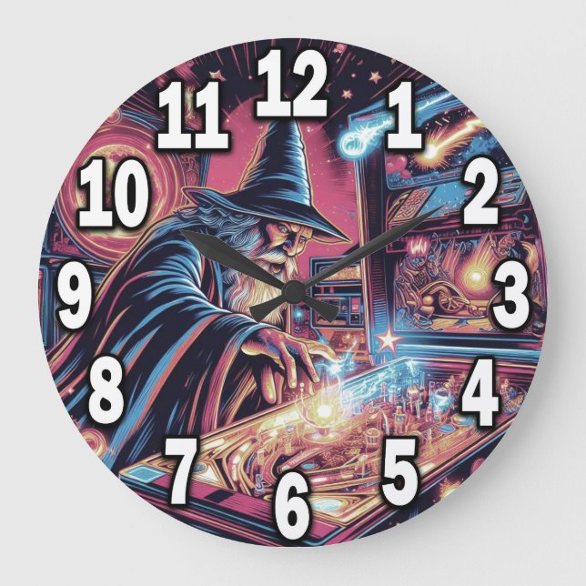 Pinball Wizard Player Acrylic Round Wall Clock #2 Stor Klocka (Framsida)
