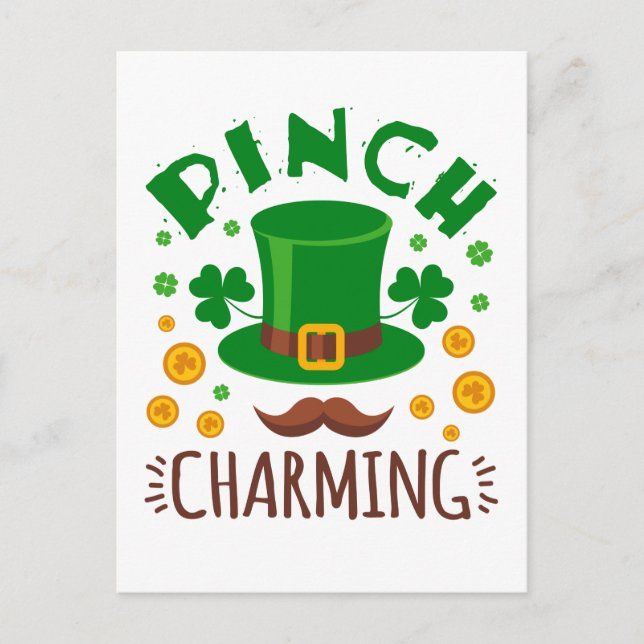 Pinch Charming Funny St patricks day Manar Boys Vykort (Framsida)