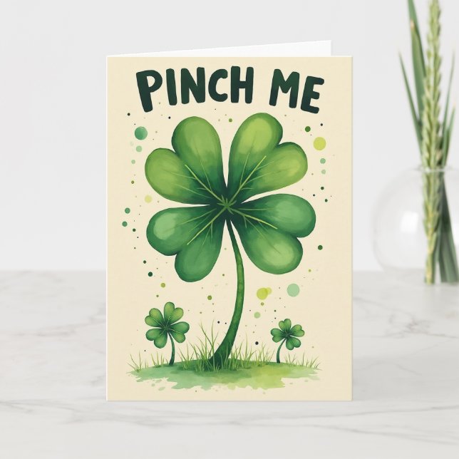 Pinch Me Clover Good Luck Card Kort (Framsida)