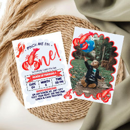 Pinch Me, I'm One Lobster Boy 1st Birthday Party Inbjudningar