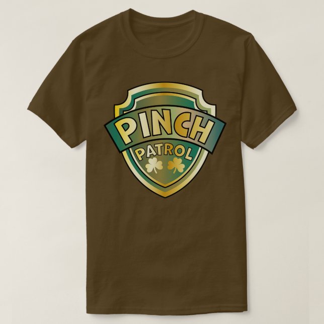 Pinch Patrol Badge St patricks day Lucky Shamrock T Shirt (Design framsida)