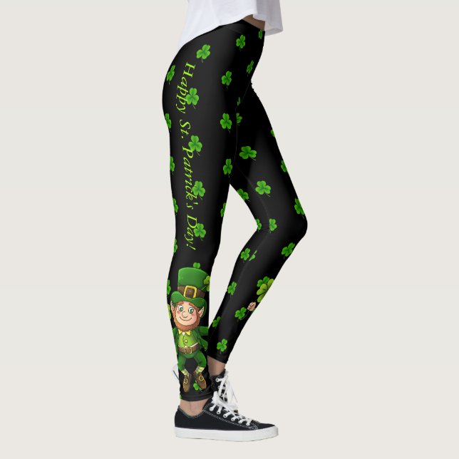 Pinch Proof Lycklig St. Patrick Day Grönt Klöver Leggings (Höger)