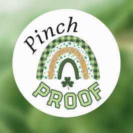 Pinch Proof St Patrick's Day Green Rainbow Plaid Runt Klistermärke
