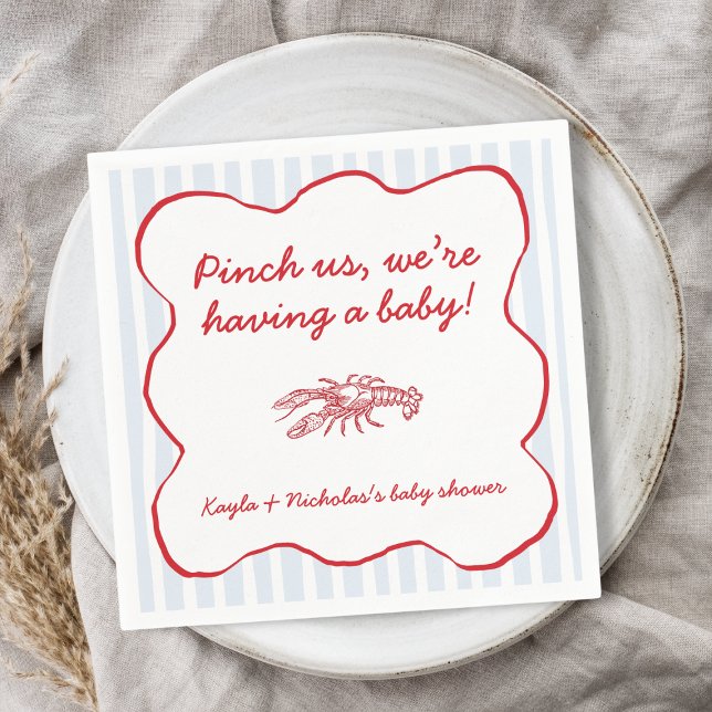 Pinch US Kräftor Boil Southern Baby Shower Pappersservett (Pinch Us Crawfish Boil Southern Baby Shower Napkins)
