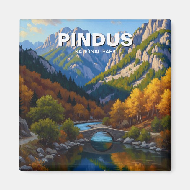 Pindus nationalpark Greece Travel Magnet (Framsidan)