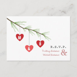 Pine Bough & Hearts Valentine's Bröllops-R.S.V.P. Inbjudningar
