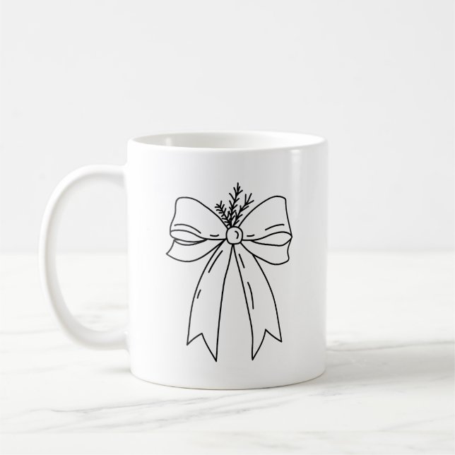 Pine Branch with Bow Minimalist Kaffemugg (Vänster)