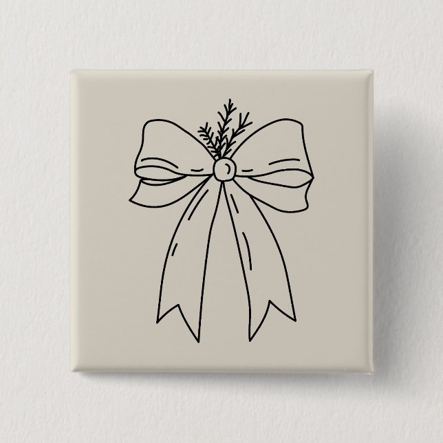 Pine Branch with Bow Minimalist Knapp (Framsida)