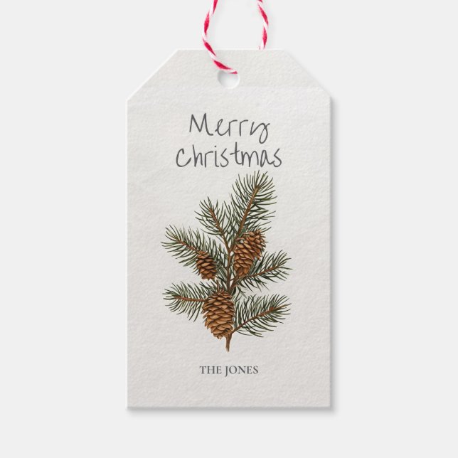 Pine Cone Christmas Gift Tag Presentetikett (Framsidan)