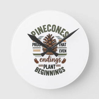 Pine cone design - The Evergreen Promise Rund Klocka