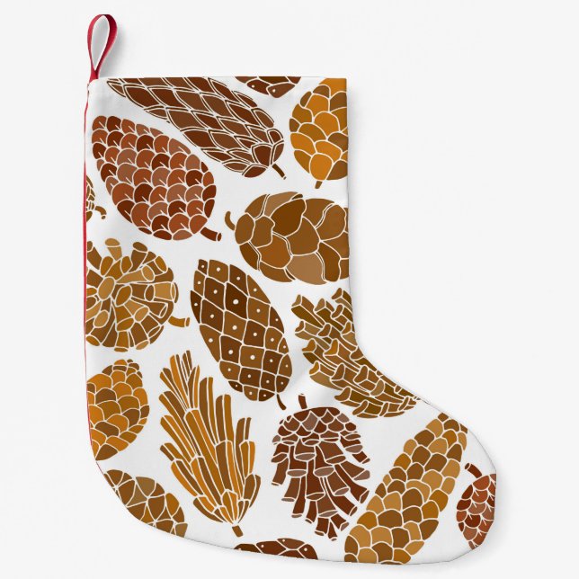 Pine cones seamless pattern liten julstrumpa (Framsidan)