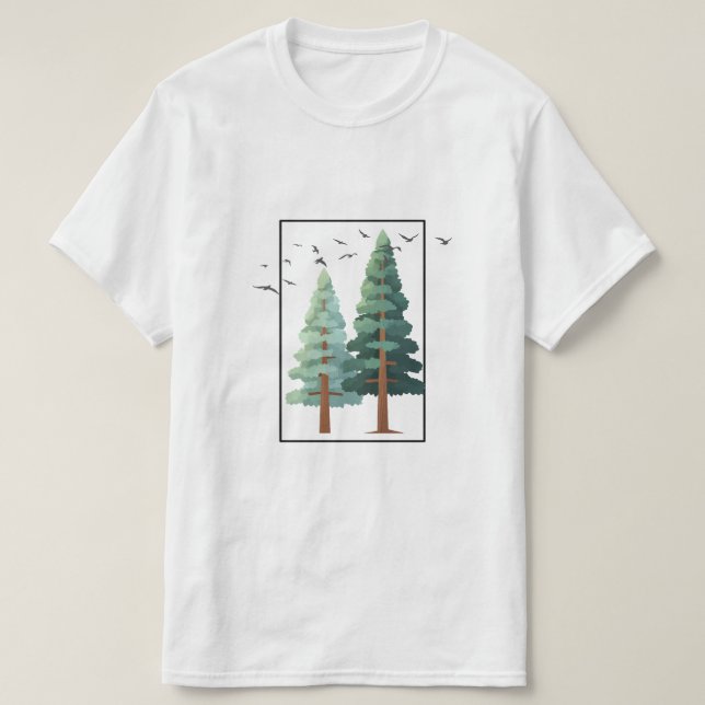  Pine Forest Trees Minimalist Nature Illustration T Shirt (Design framsida)