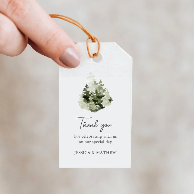 Pine Forest Wedding Thank You Presentetikett (Skapare uppladdad)
