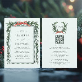 Pine Garland Wedding All in One Mint Green Inbjudningar