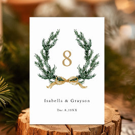 Pine Garland Wreath Gold and Green Wedding Bordsnummer
