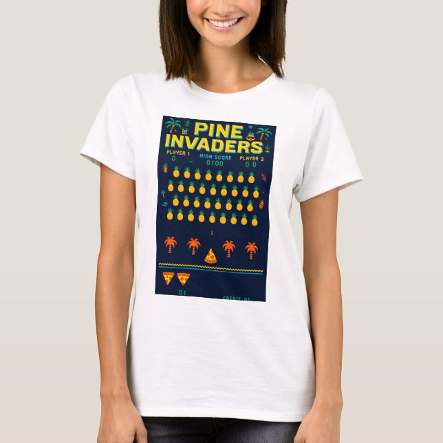 Pine Invaders-Pineapple Empire Retro Games-serien T Shirt (Framsida)