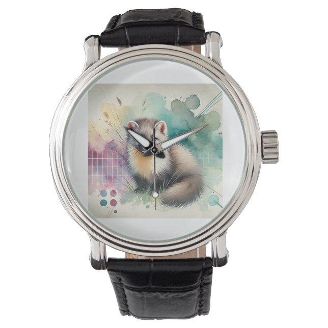 Pine Marten 081024AREF112 - Watercolor Armbandsur (Framsida)