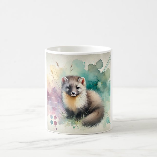 Pine Marten 081024AREF112 - Watercolor Kaffemugg (Center)