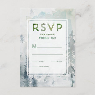Pine Mountain Watercolor Rustik Gran Grön RSVP Tilläggskort