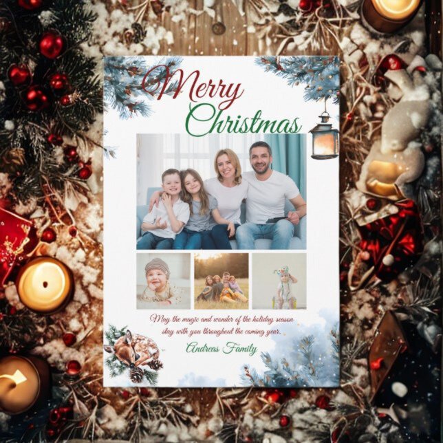 Pine Needle Christmas 4 Photo Family Memories Julkort (Skapare uppladdad)