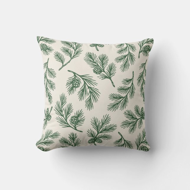 Pine Needle Lane - Botanical Pinecone Pattern Kudde (Framsida)