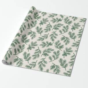 Pine Needle Lane - Botaniskt Tallkotte Tryck Presentpapper