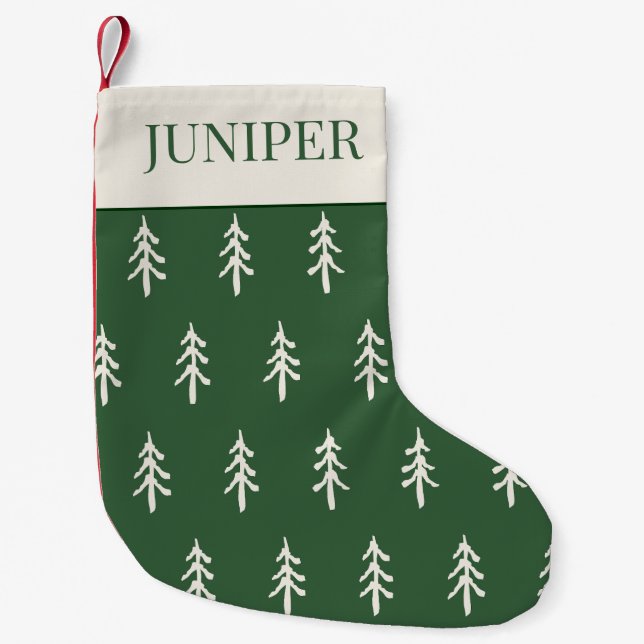Pine Needle Lane - Evergreen Pine Pattern Liten Julstrumpa (Framsidan)