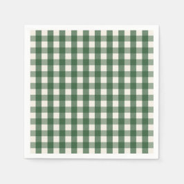Pine Needle Lane - Pine Green Gingham Pattern Pappersservett