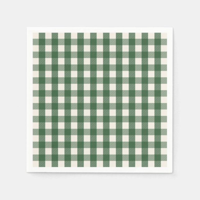 Pine Needle Lane - Pine Green Gingham Pattern Pappersservett (Framsidan)