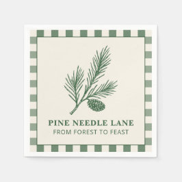 Pine Needle Lane-Pinecone Print & Gingham Border Pappersservett