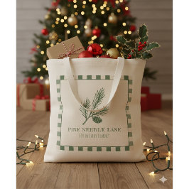 Pine Needle Lane-Pinecone Print & Gingham Border Tygkasse