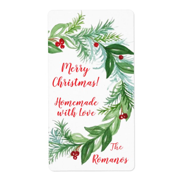 Pine Red Berry Christmas Greens HOMEMADE WITH LOVE Fraktsedel (Framsidan)