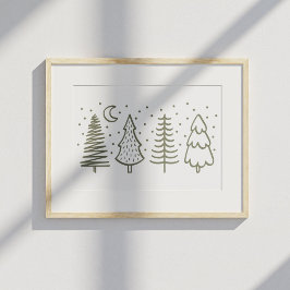 Pine Tree Cottagecore Farmhouse Modern Winter Poster