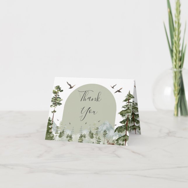 Pine Tree Forest Mountain Couple Shower Folded Tack Kort (Framsida)