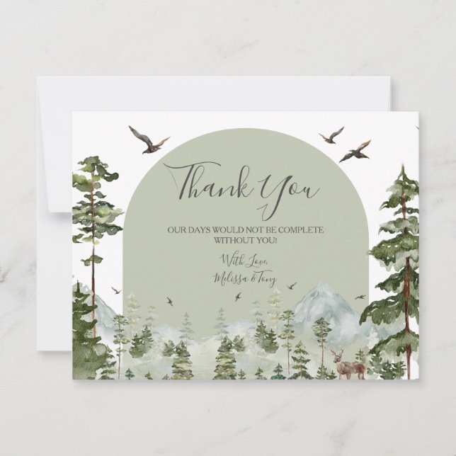 Pine Tree Forest Mountain Couple Shower Woodland Tack Kort (Framsida)