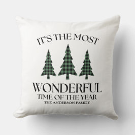 Pine Tree Rustic Buffalo Plaid Black Green Kudde