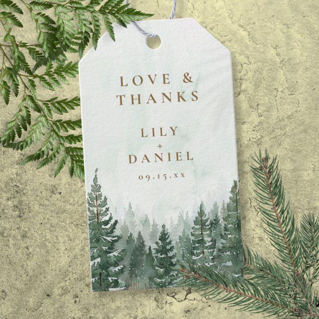 Pine Trees Forest Woodland Wedding Presentetikett (Pine Trees Forest Woodland Wedding Gift Tags)