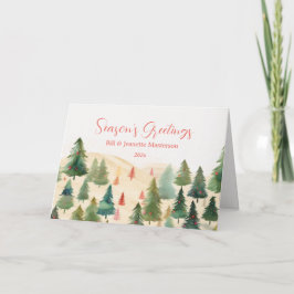 Pine Trees Rustic Woodlands Christmas Kort