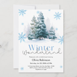 Pine Winter Wonderland Snowflakes Bridal Shower  Inbjudningar