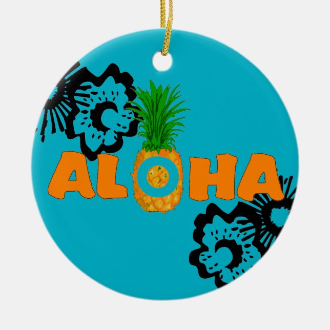 Pineapple Aloha - Beach Théme julprydnadsföremål Julgransprydnad Keramik (Framsidan)