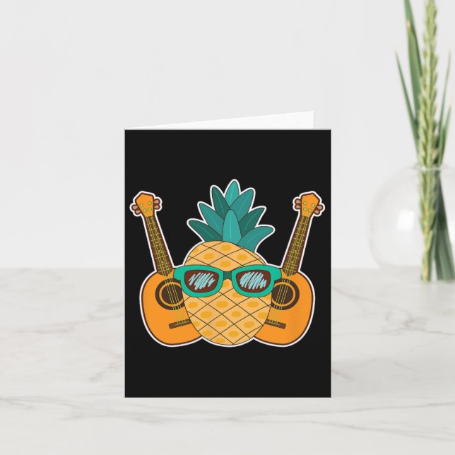 Pineapple Aloha Beacher Hawaii Ukulele Gift - Guit Kort (Framsida)