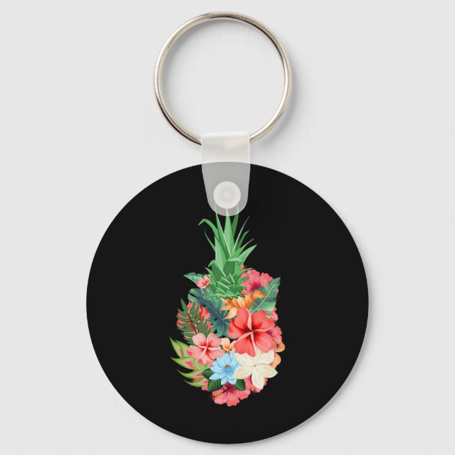 Pineapple Aloha Beacher Summer - Flowers Tropical Nyckelring (Framsida)