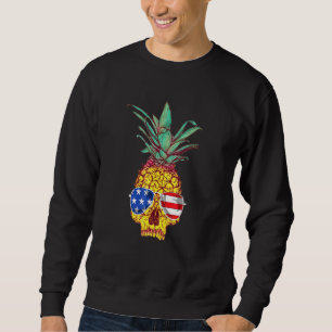 Pineapple American Flagga Sunglass 4:e juli Boy Lång Ärmad Tröja