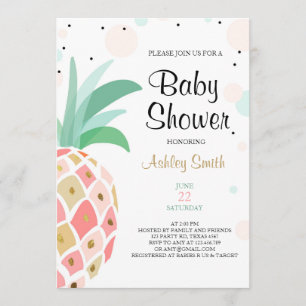 Pineapple Baby dusch-inbjudan Tropical Möhippa Inbjudningar