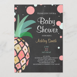 Pineapple Baby dusch-inbjudan Tropical Möhippa Inbjudningar