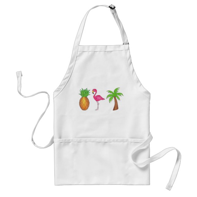 Pineapple Beach för tropisk ö Flamingo Handflatan  Förkläde (Framsidan)