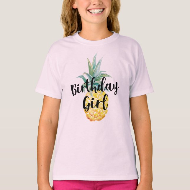 Pineapple Birthday Girl Shirt T Shirt (Framsida)