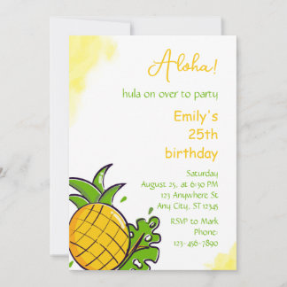 Pineapple birthday party invitation template inbjudningar